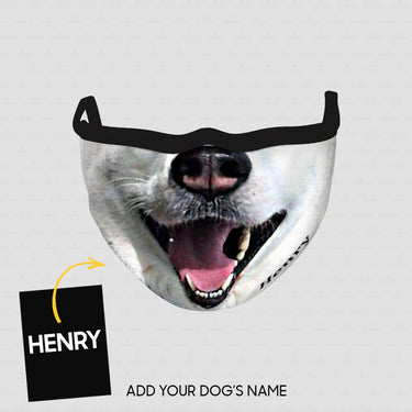 Personalized Dog Gift Idea - Samoyed With Opened Mouth Zoom In For Dog Lovers - Cloth Mask